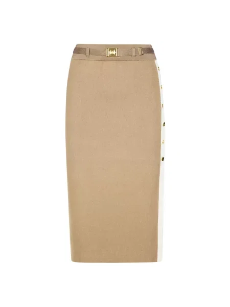 Spódnica midi Elisabetta Franchi do kolan beżowa