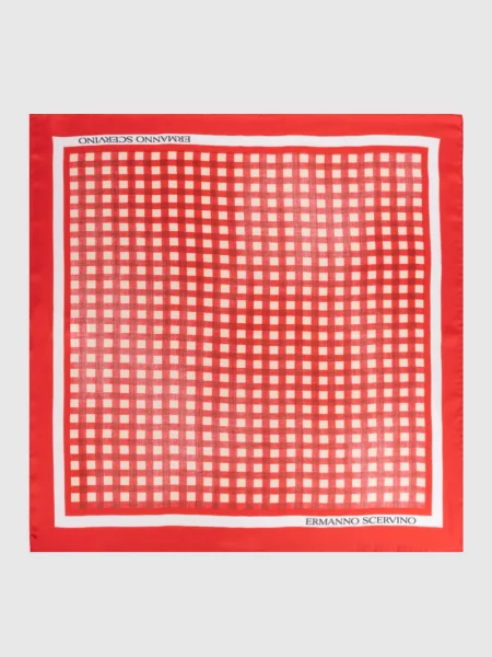 Хустка із шовку в клітинку Ermanno Scervino червона