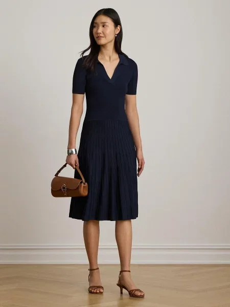 Lauren Ralph Lauren Pletené šaty námornícka modrá