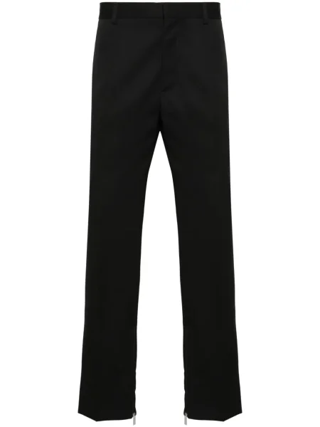 Pantaloni Off-white cu broderie alb