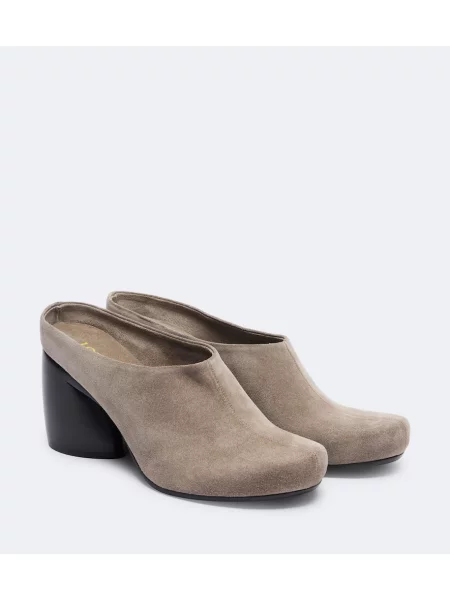 Papuci tip mules Loewe din piele de căprioară gri