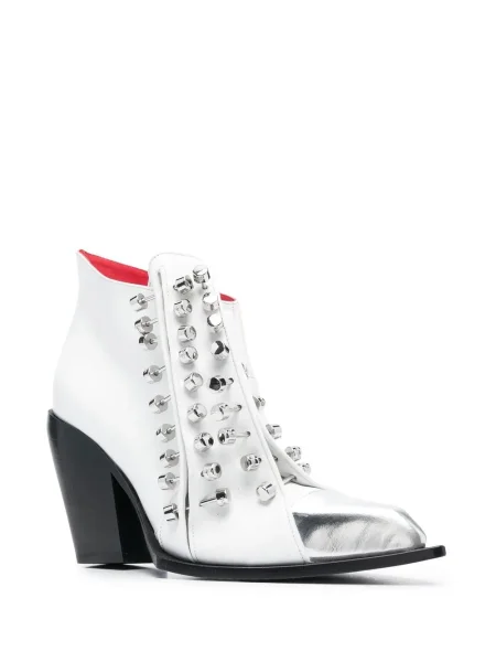 Botine Hardot cu tepi cowboy alb