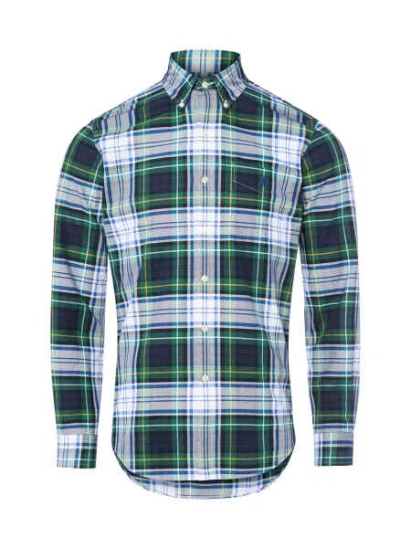 Polo Ralph Lauren Koszula Custom Fit Mężczyźni Regular Fit niebieski|zielony|wielokolorowy w kratkę S niebieska