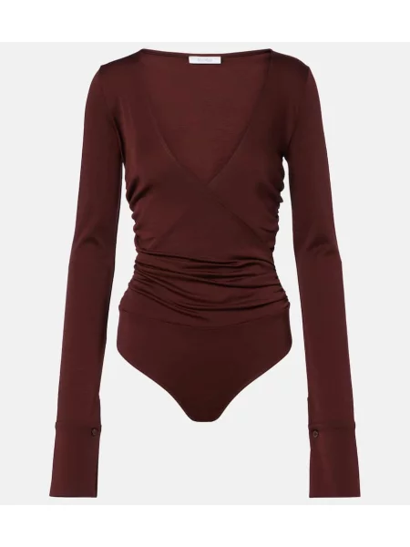 Body Max Mara de lână drapat bordo
