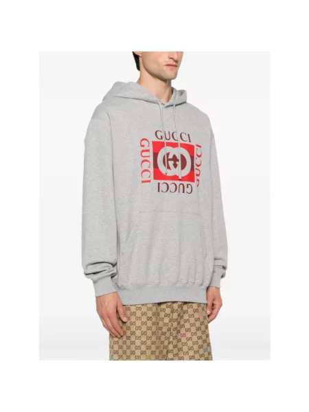 Bluza z kapturem Gucci z kapturem z logo szara