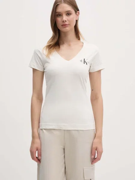 Kratka majica Calvin Klein Jeans bež