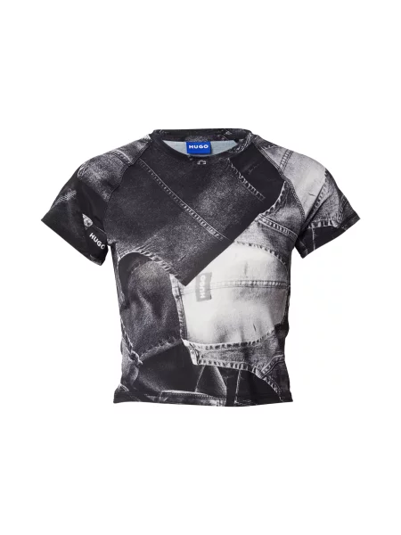 HUGO Majica Dosara_B siva / antracit črna