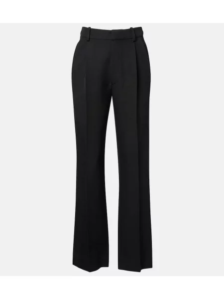 Pantaloni Victoria Beckham cu talie înaltă de lână negru