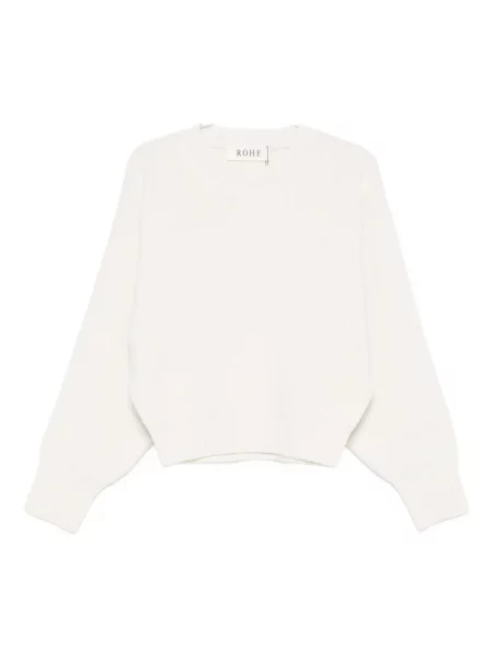 Pulover Róhe cu decolteu rotund alb