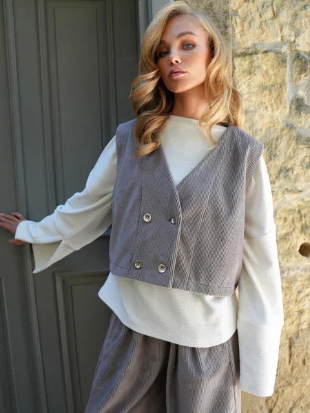 Trend Alaçatı Stili Vestă gri