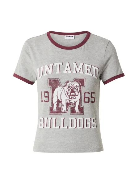 Noisy may Tricou NMKATINKA gri amestecat / roșu burgundy alb