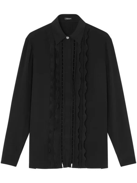 Cămașă Versace de mătase cu volane negru