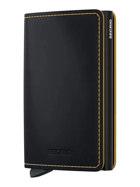 Кожен портфейл Secrid SM-Black & Ochre черно