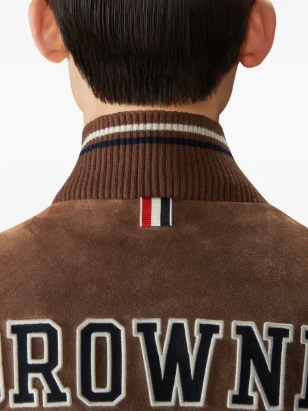 Geacă bomber Thom Browne din piele de căprioară