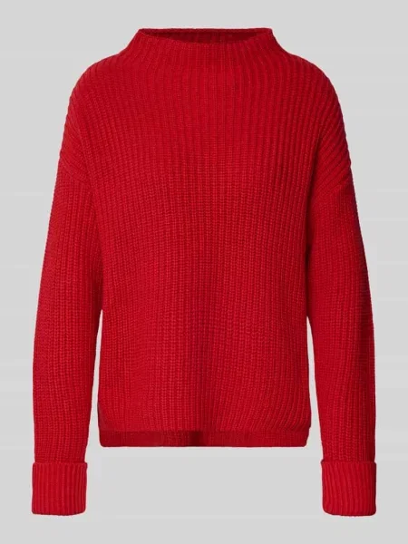 Sweter z dzianiny o kroju regular fit z mieszanki bawełny model ‘SELMA’ Selected Femme czerwony
