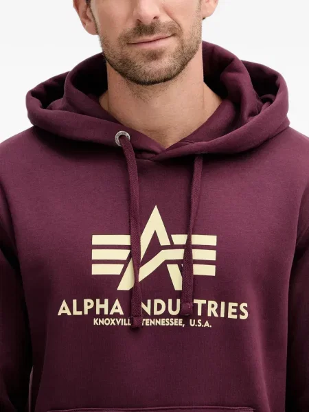 Hanorac cu glugă Alpha Industries cu imagine cu cordon violet