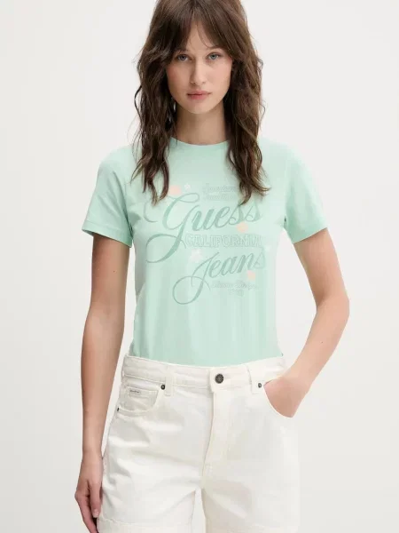 Тениска Guess Jeans зелено