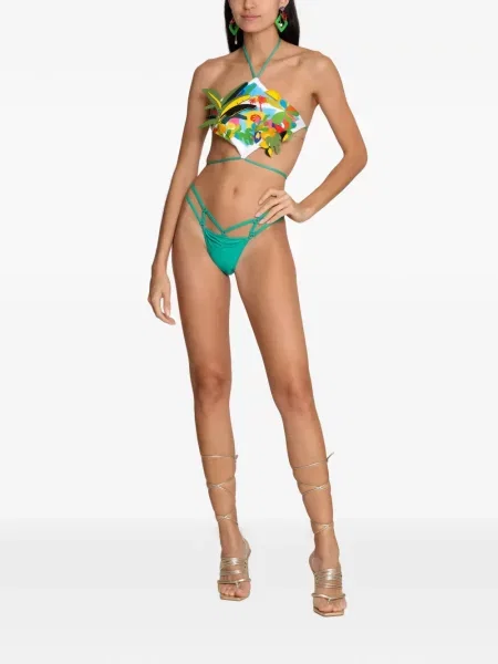 Bikini Amir Slama cu model floral cu imagine verde