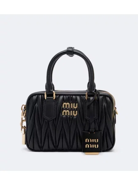 Top Miu Miu din piele negru