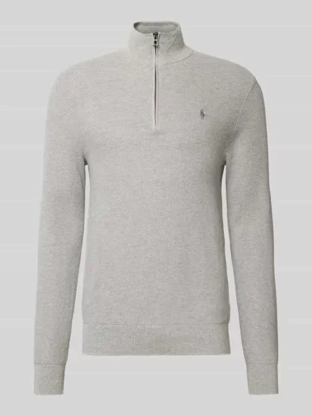 Sweter z dzianiny z wyhaftowanym logo Ralph Lauren szary
