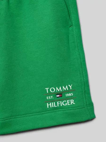 Szorty z dzianiny dresowej z wpuszczanymi Tommy Hilfiger Teens zielone