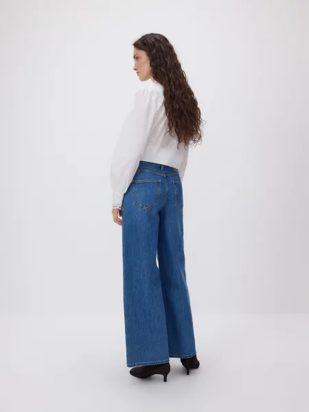 Reserved Джинси wide leg з прошиванням синій