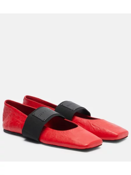 Kožené baleríny Givenchy červená