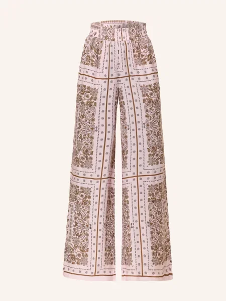 Darling Harbour Kalhoty S Hedvábím bandana print rose růžové