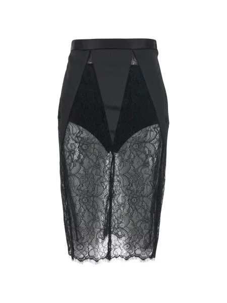 Fustă midi Elisabetta Franchi din dantelă negru