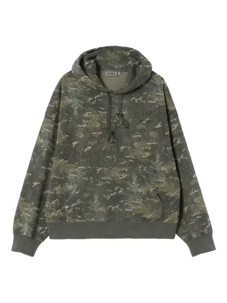 Hanorac cu glugă Carhartt Wip cu model camuflaj verde