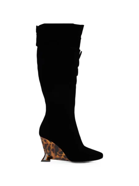 Botine Balmain de catifea cu pană negru