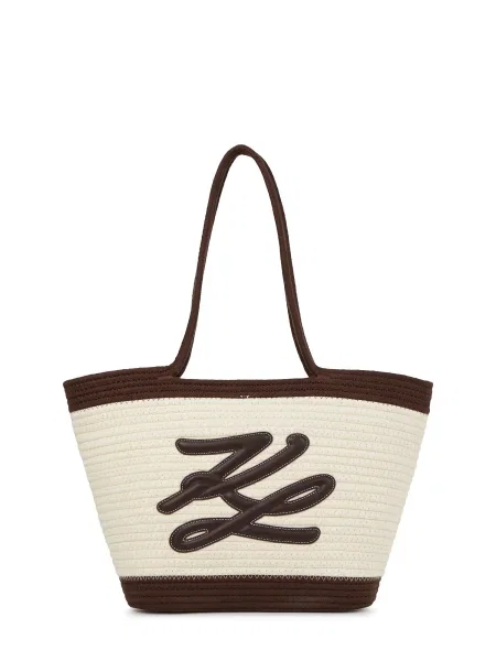 Karl Lagerfeld Torba za na plažo slonovina / temno rjava črna