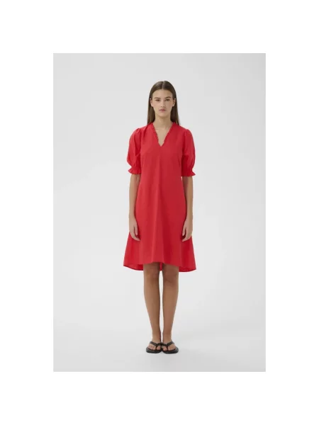 Lniana sukienka Inwear czerwona
