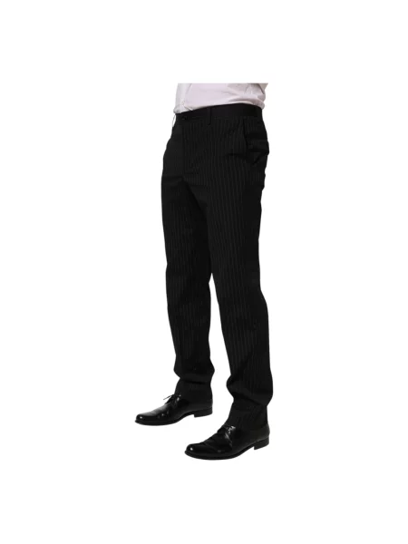 Spodnie Dolce And Gabbana eleganckie w paski z paskiem czarne