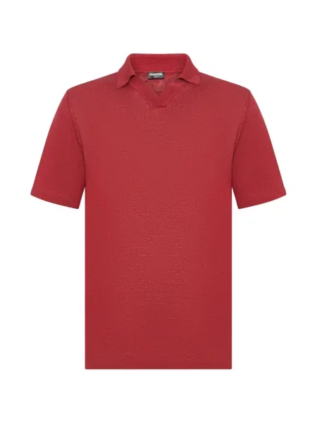 Tricou Franzese Collection cu decolteu în V cu nervuri roșu