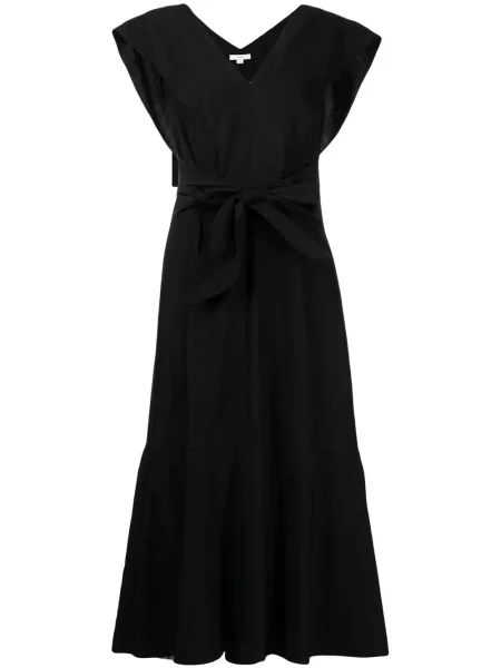 Rochie midi Vince fără mâneci cu decolteu în V până la genunchi negru