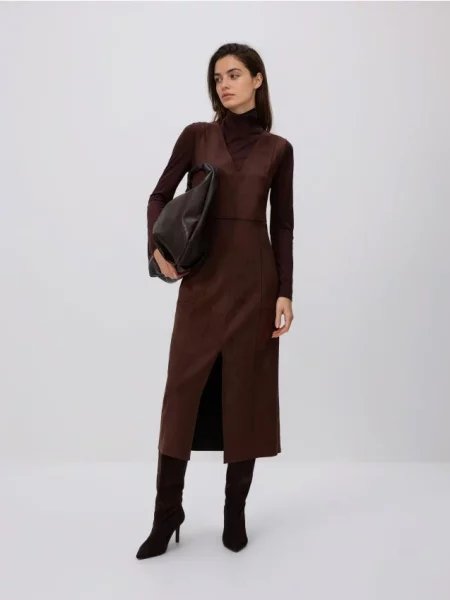 Reserved Сукня зі штучної замші коричневий