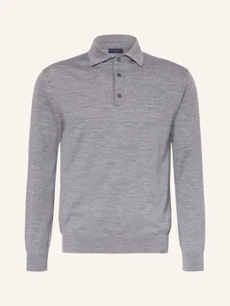 Paul & Shark Pletené Polo Tričko Regular Fit Z Merino Vlny šedá
