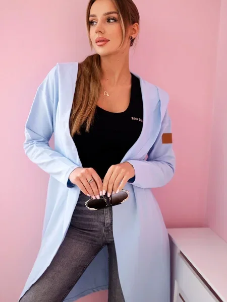 Cardigan Kesi cu glugă lung albastru