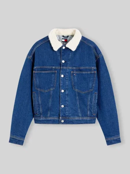 Kurtka jeansowa o kroju regular fit z mieszanki bawełny Tommy Jeans niebieska