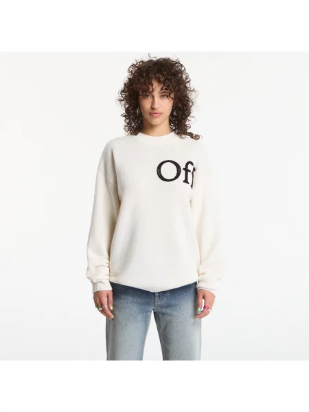 Pulover Off-White Bookish Shared Knit Crew UNISEX Ivory Black M alb
