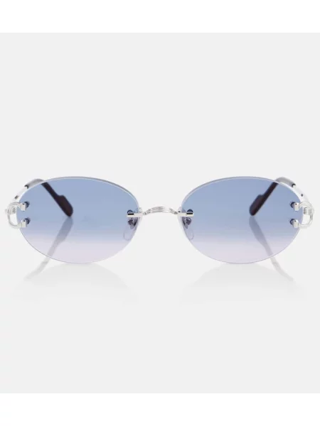 Klasične ovalna sončna očala Cartier Eyewear Collection modra