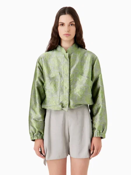 Emporio Armani Демисезонная куртка Бавовна/льон зелений