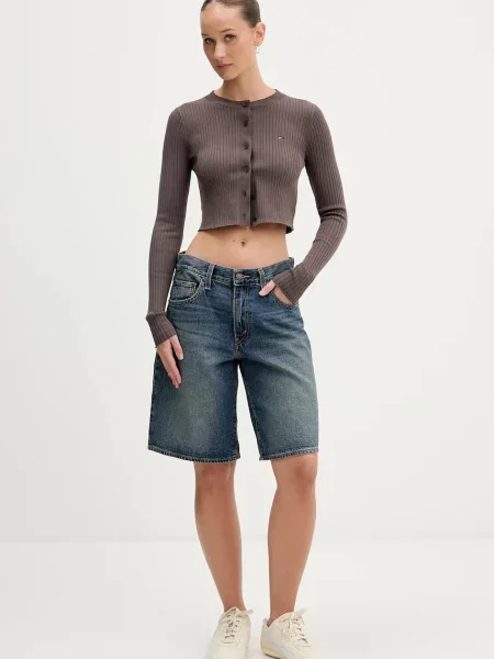 Tommy Jeans kardigan dziecięcy brązowy