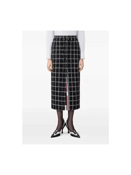 Spódnica Thom Browne w kratę tweedowa czarna