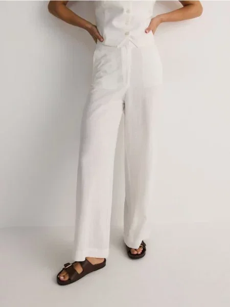 Reserved Широкі лляні штани білий