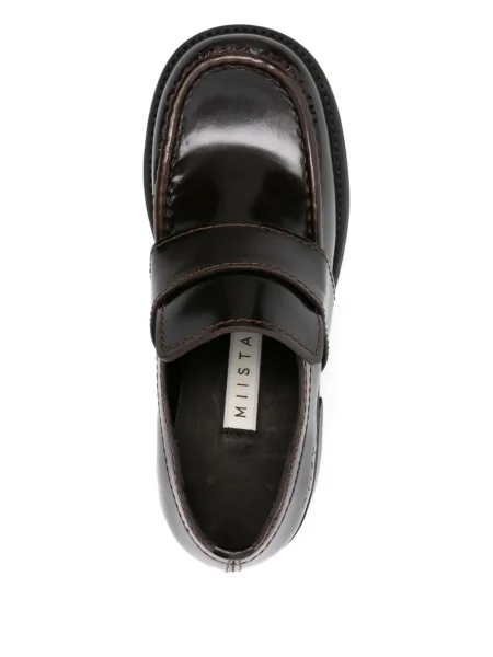 Pantofi loafer Miista din piele cu platformă maro