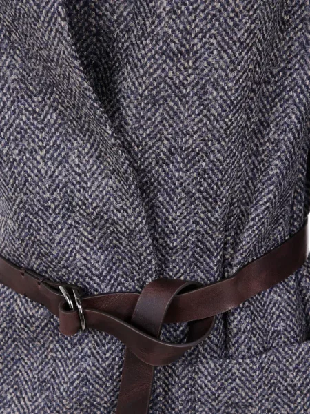 Sacou Brunello Cucinelli cu model herringbone albastru