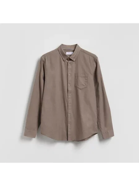 Reserved Košile slim fit s vysokým podílem bavlny kávová