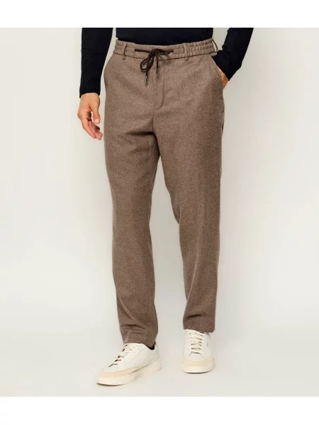 BOSS BLACK Pantaloni chino | Tapered fit cu adaos de lână negru